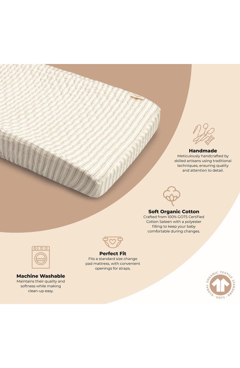 CRANE BABY Avery Cotton Muslin Changing Pad Cover, Alternate, color, White