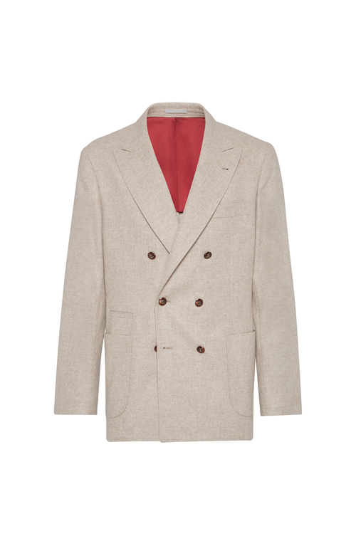 Brunello Cucinelli Double-breasted Patch-pocket Blazer In Gray