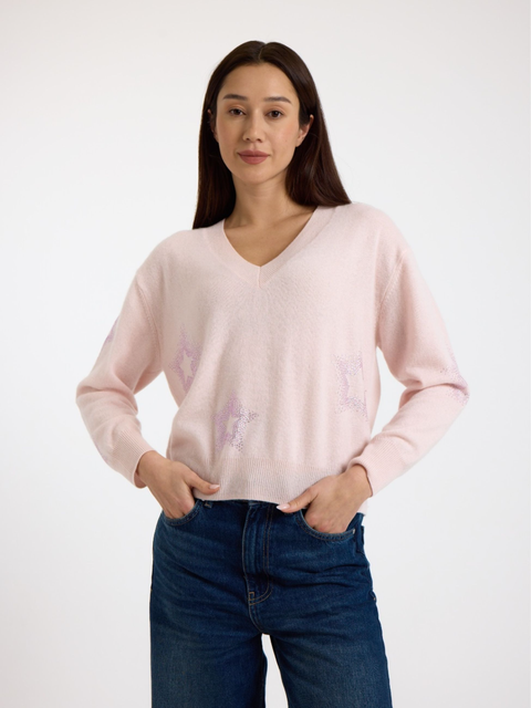 Star Dust Long Sleeve V-Neck Jumper