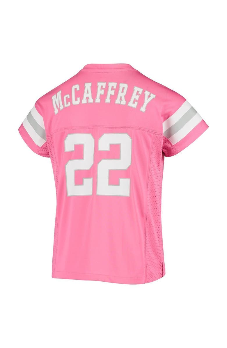 Outerstuff Girls Youth Christian McCaffrey Pink Carolina Panthers Fashion Fan Gear V-Neck T-Shirt, Alternate, color,