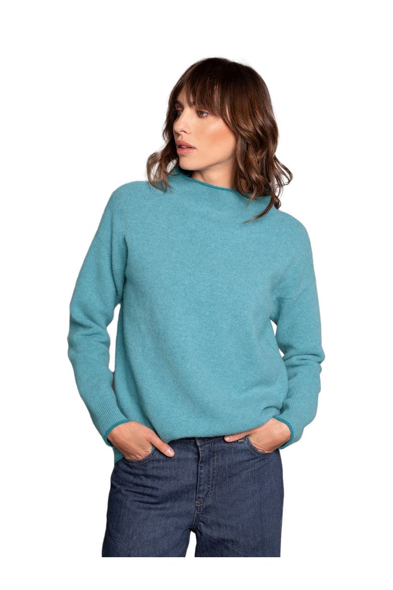 Felted Funnel Neck Sweater, Main, color, SEA GLASS