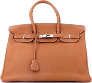 Pre-Owned Hermes Birkin Handbag Brown Togo with Palladium Hardware 35