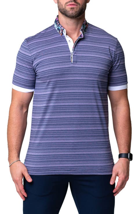 Mozartbayu Purple Short Sleeve Cotton Polo