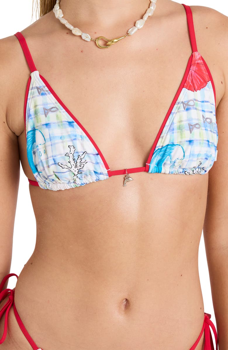 Billabong Lottie Triangle Bikini Top, Alternate, color, White Multi