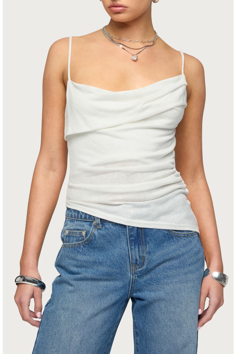 Asymmetric Cowl Neck Camisole, Main, color, WHITE