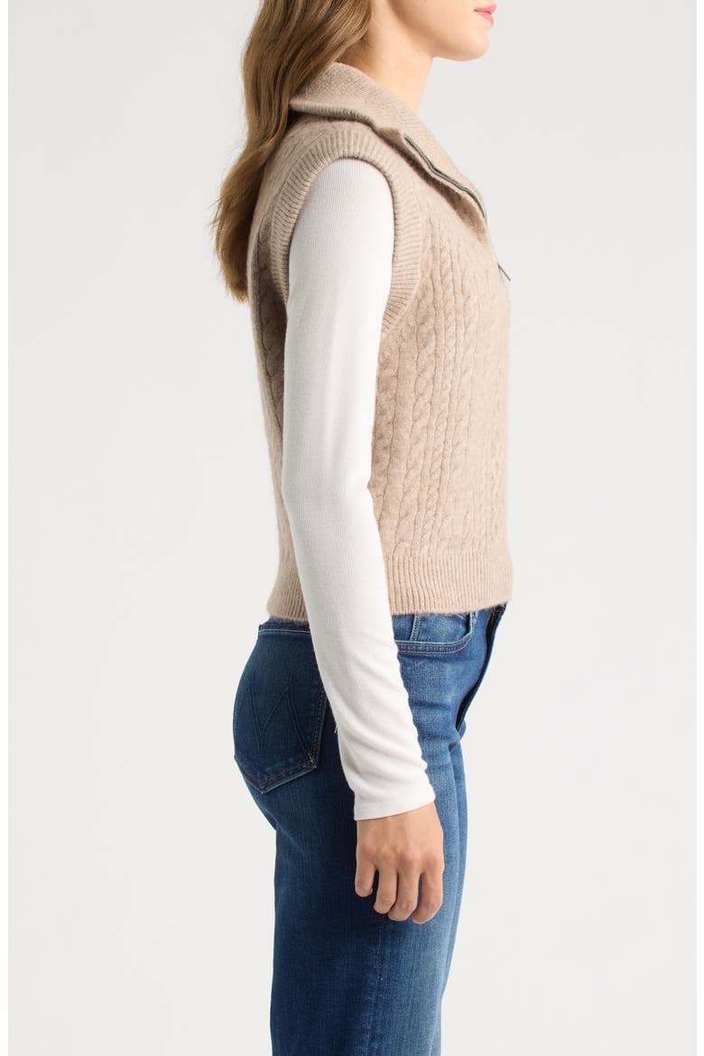 Cable Knit Quarter Zip Sweater Vest, Alternate, color, SIMPLY TAUPE