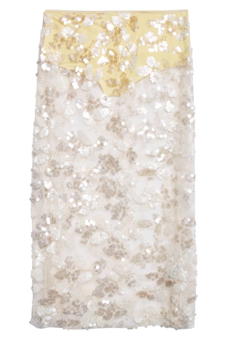 Wells Sequin Embellished Tulle Midi Skirt, Alternate, color, LIGHT YELLOW