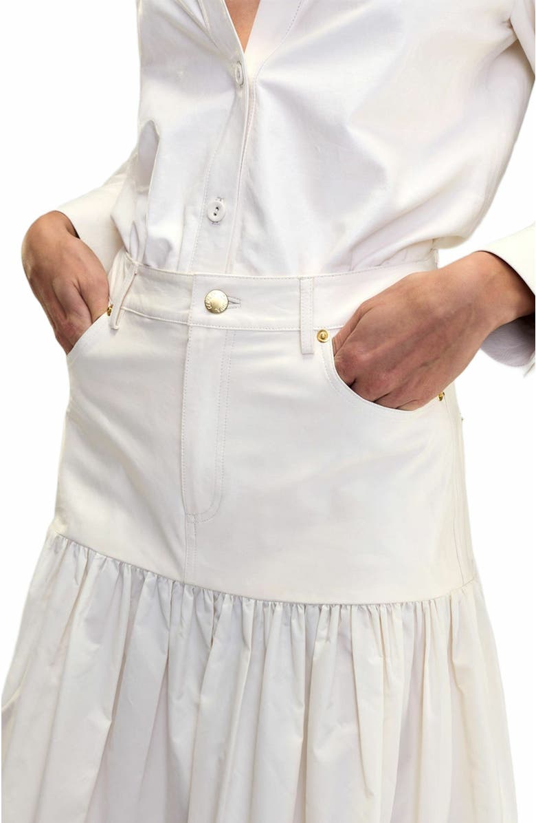 Cynthia Rowley Downtown Leather Nylon Skirt, Alternate, color, Off_white