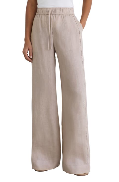 Riley Ladder Stitch Wide Leg Linen Pants