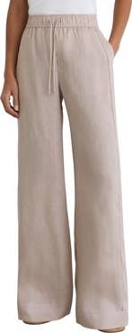 Reiss Riley Ladder Stitch Wide Leg Linen Pants