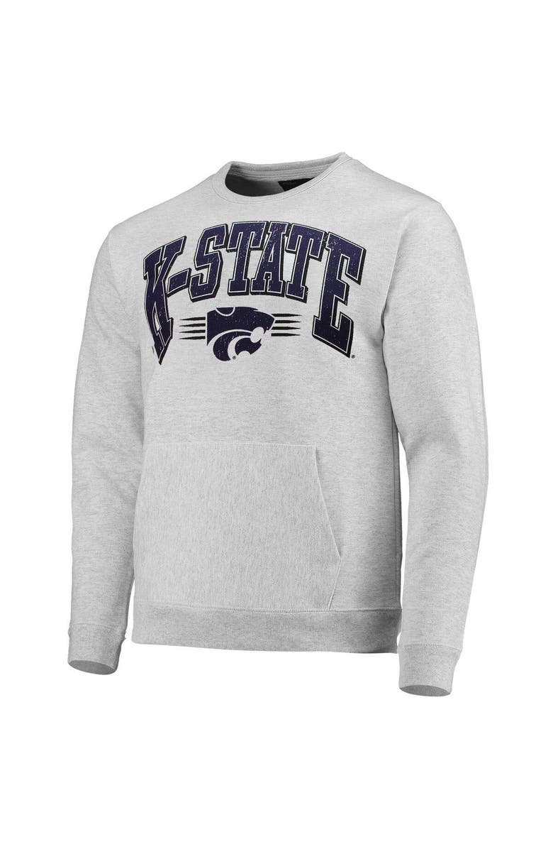 LEAGUE COLLEGIATE WEAR Men's League Collegiate Wear Heathered Gray Kansas State Wildcats Upperclassman Pocket Pullover Sweatshirt, Alternate, color, 