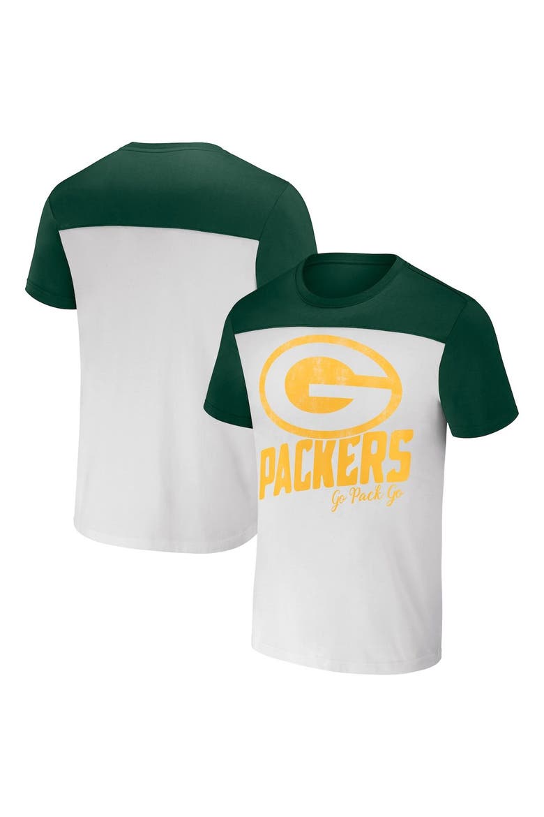 Men's NFL x Darius Rucker Collection by Fanatics White/Green Green Bay Packers Colorblocked T-Shirt, Main, color, White