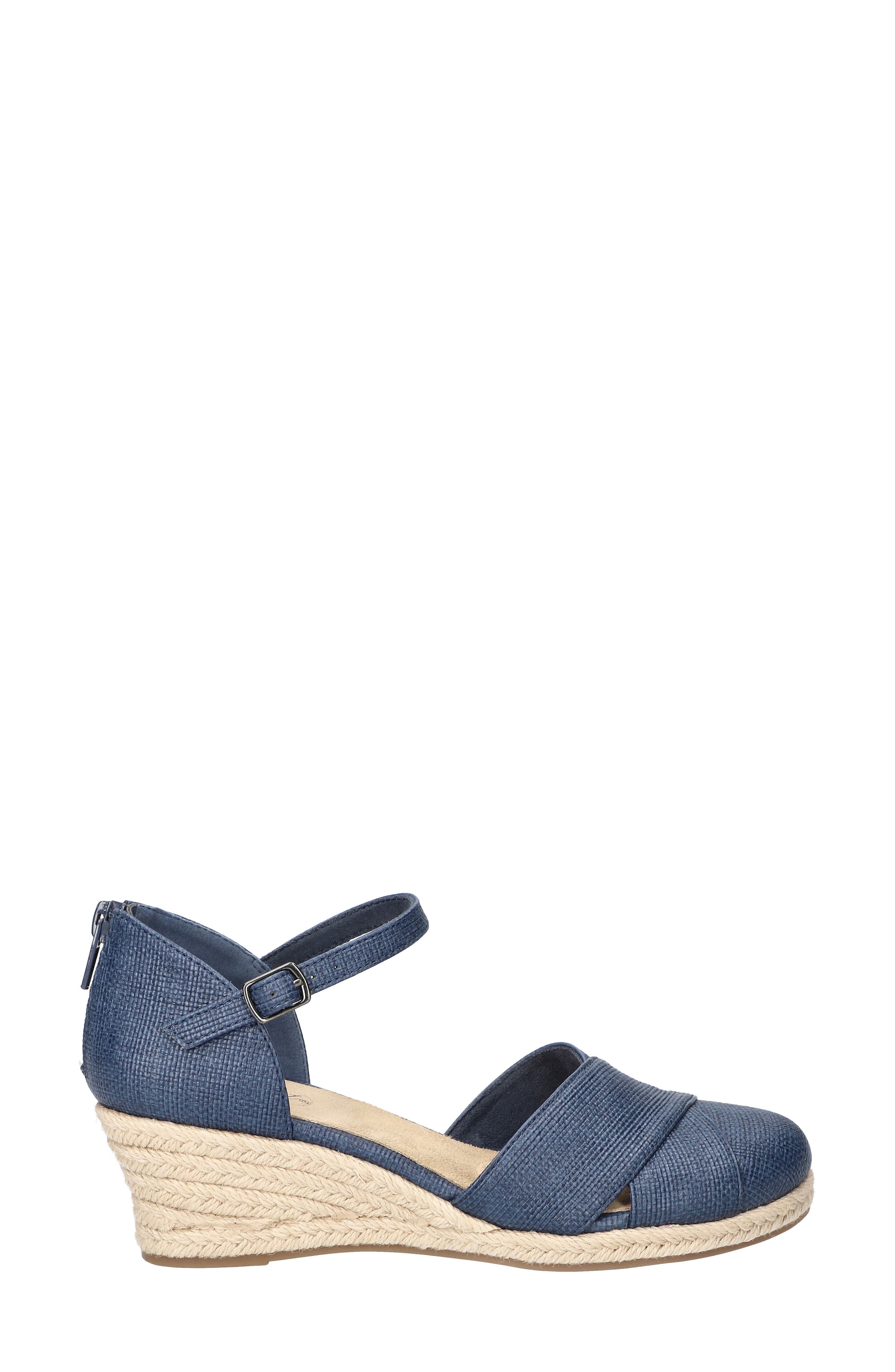 Coast Espadrille Wedge Sandal, Alternate, color, NAVY LINEN EMBOSSED