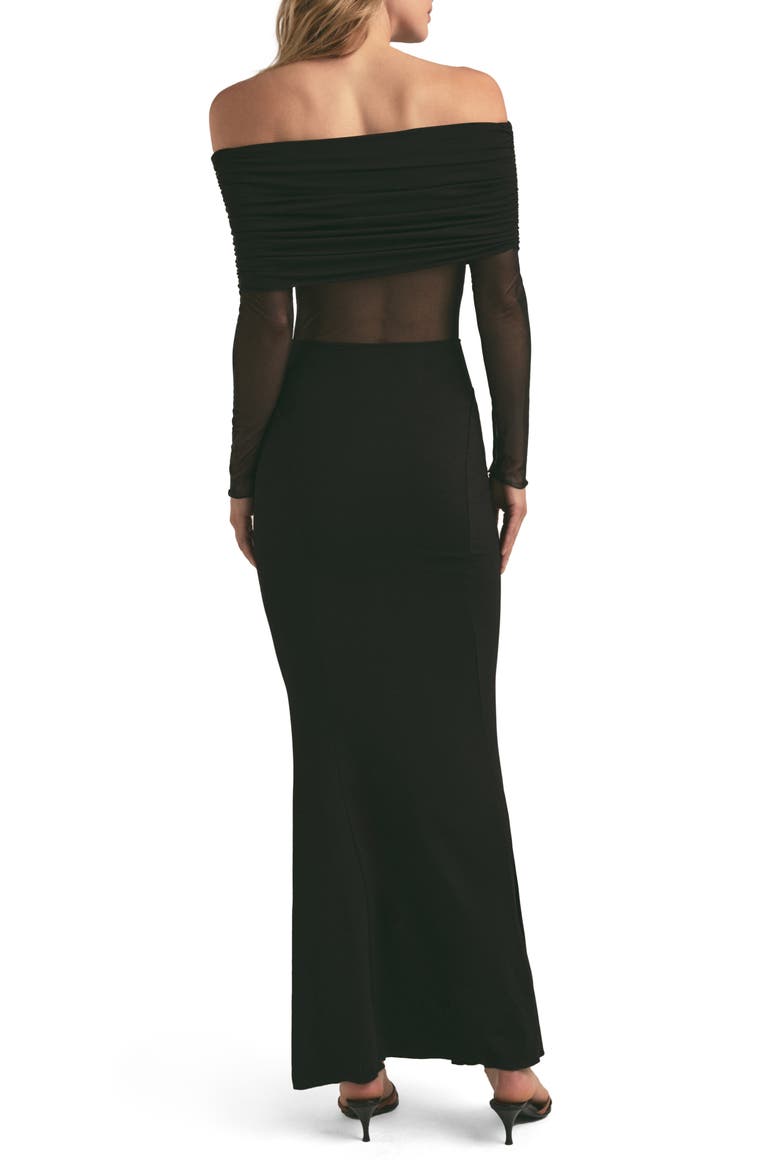 The New Era Off the Shoulder Long Sleeve Jersey Maxi Dress, Alternate, color, BLACK