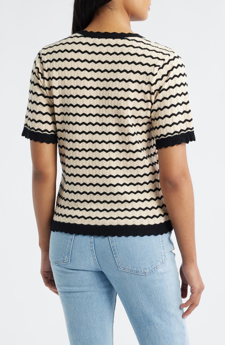 Wit & Wisdom Stripe Knit Top, Alternate, color, Ecru/ Black