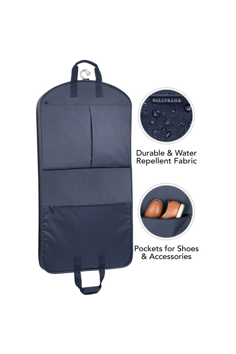 45" Deluxe Extra Capacity Travel Garment Bag with two accessory, Alternate, color, Navy