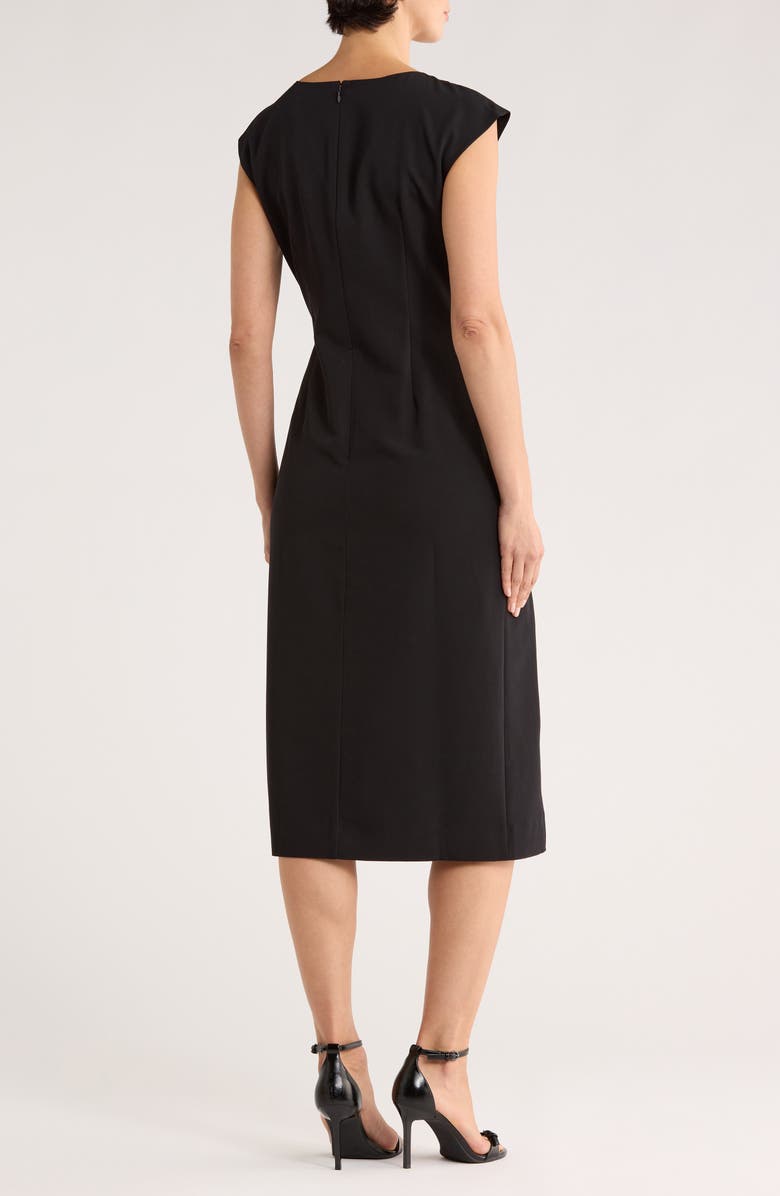 NORDSTROM RACK Pleated Suiting Midi Dress, Alternate, color, Black