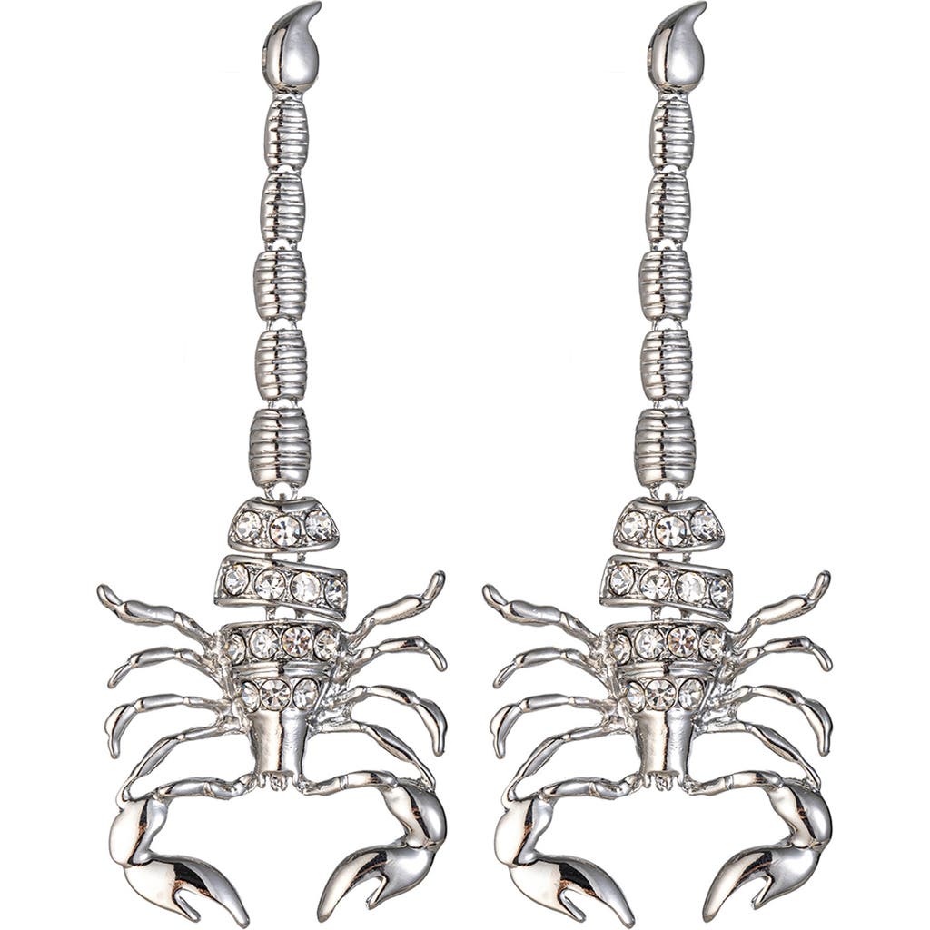 Eye Candy Los Angeles Scorpion Drop Earrings In Silver