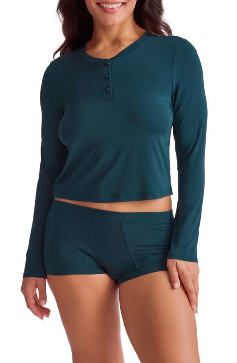 Henley Crop Pajama Top
