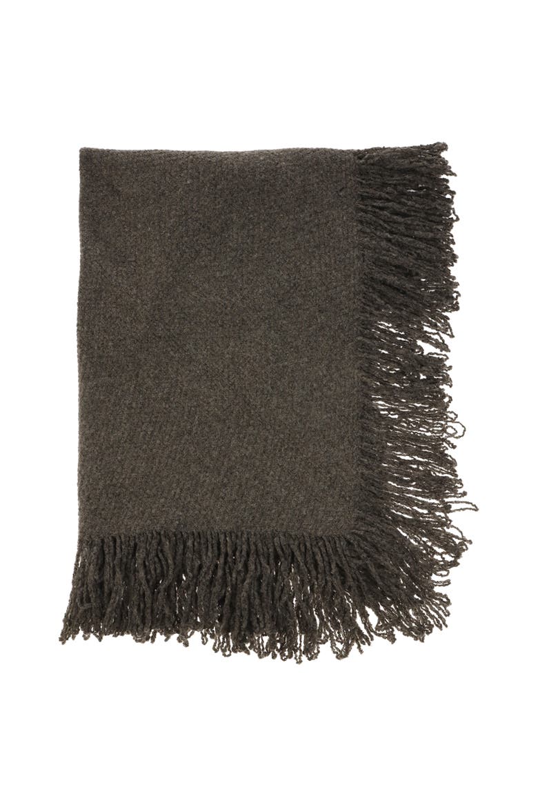 Knitted Triangle Scarf Wrap with Fringe, Alternate, color, HEATHER