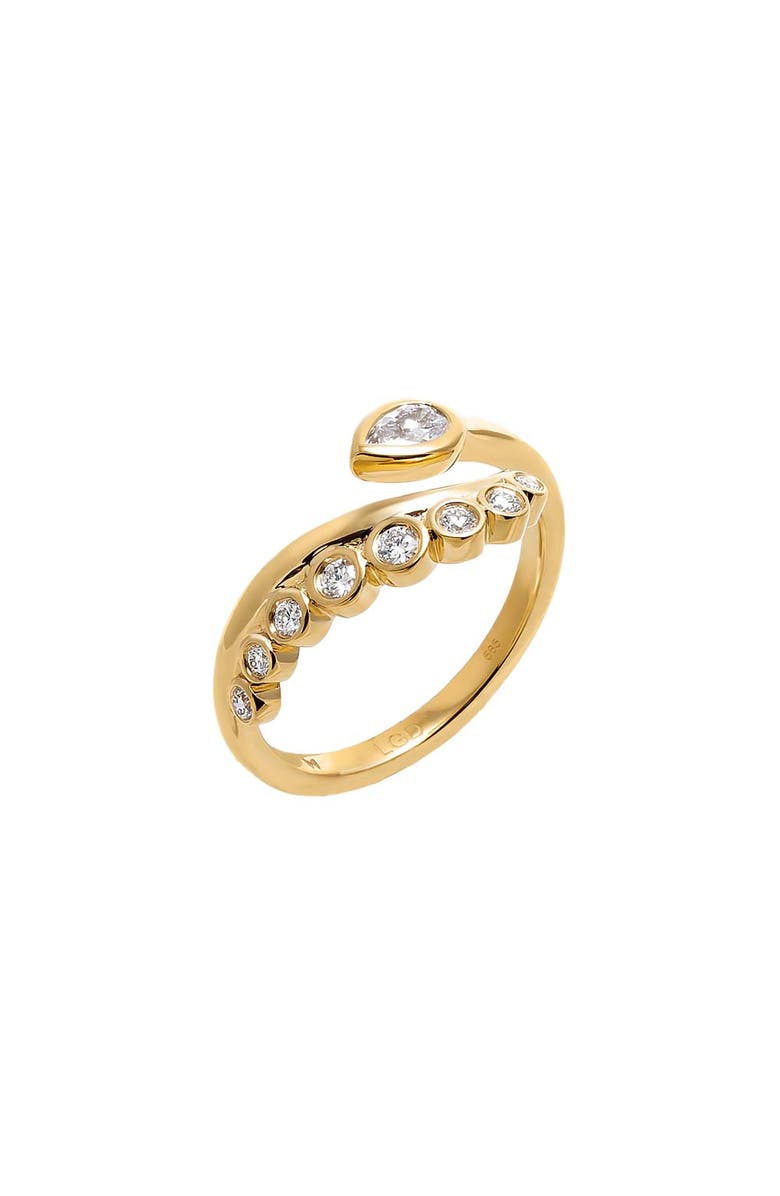 BY ADINA EDEN Lab Grown Diamond Pear Bezel Wrap Statement Ring 14K, Main, color, 14K Gold