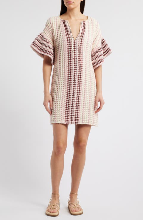 Allirra Open Stitch Knit Shift Minidress