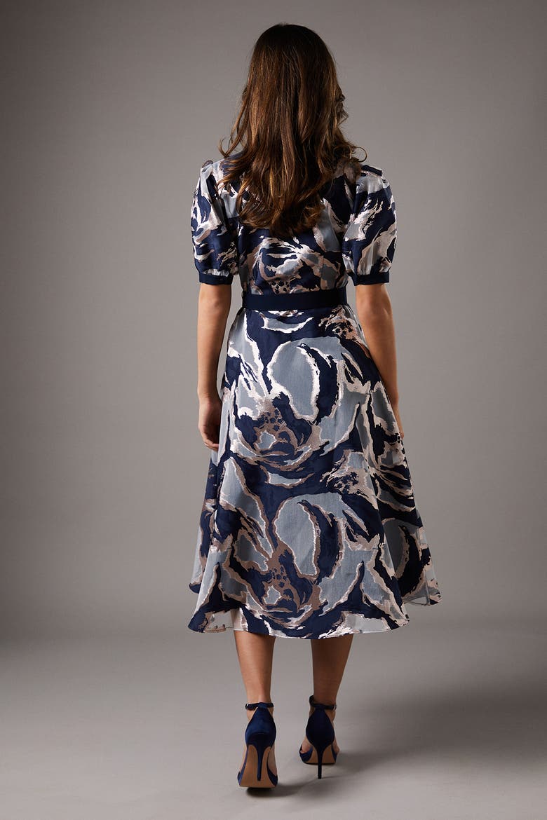 Short Sleeve Jacquard Shirt Dress, Alternate, color, Navy