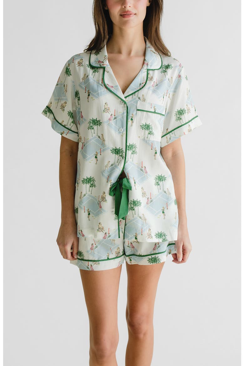 Palm Courts Pajama Shorts Set, Main, color, Blue