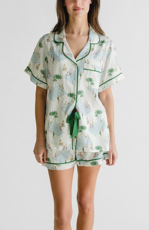 Palm Courts Pajama Shorts Set