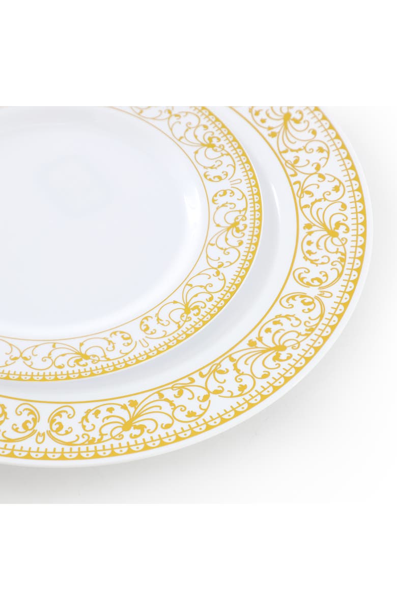 Elama 150 Piece Disposable Plastic Dinnerware Party Set for 25 Guests, Alternate, color, Gold