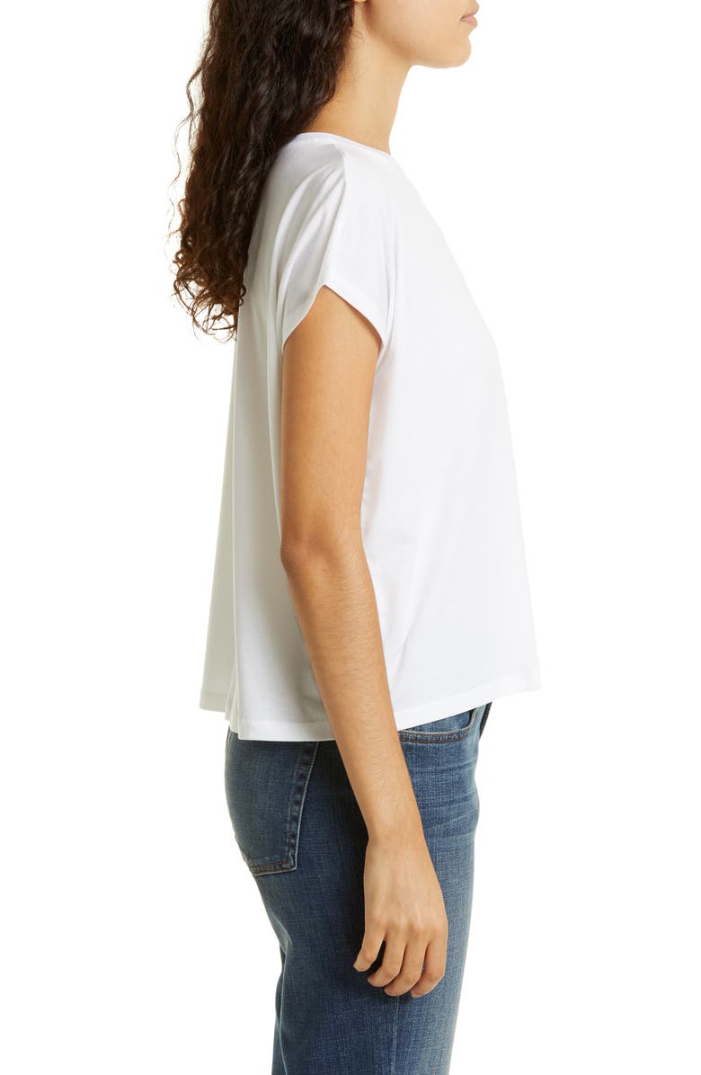 Eileen Fisher Crewneck Boxy Stretch Jersey T-Shirt, Alternate, color, White