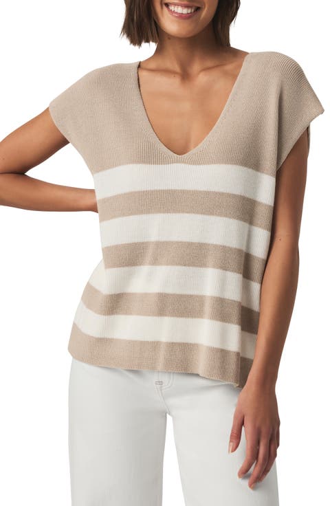 Octavia Stripe V-Neck Short Sleeve Sweater