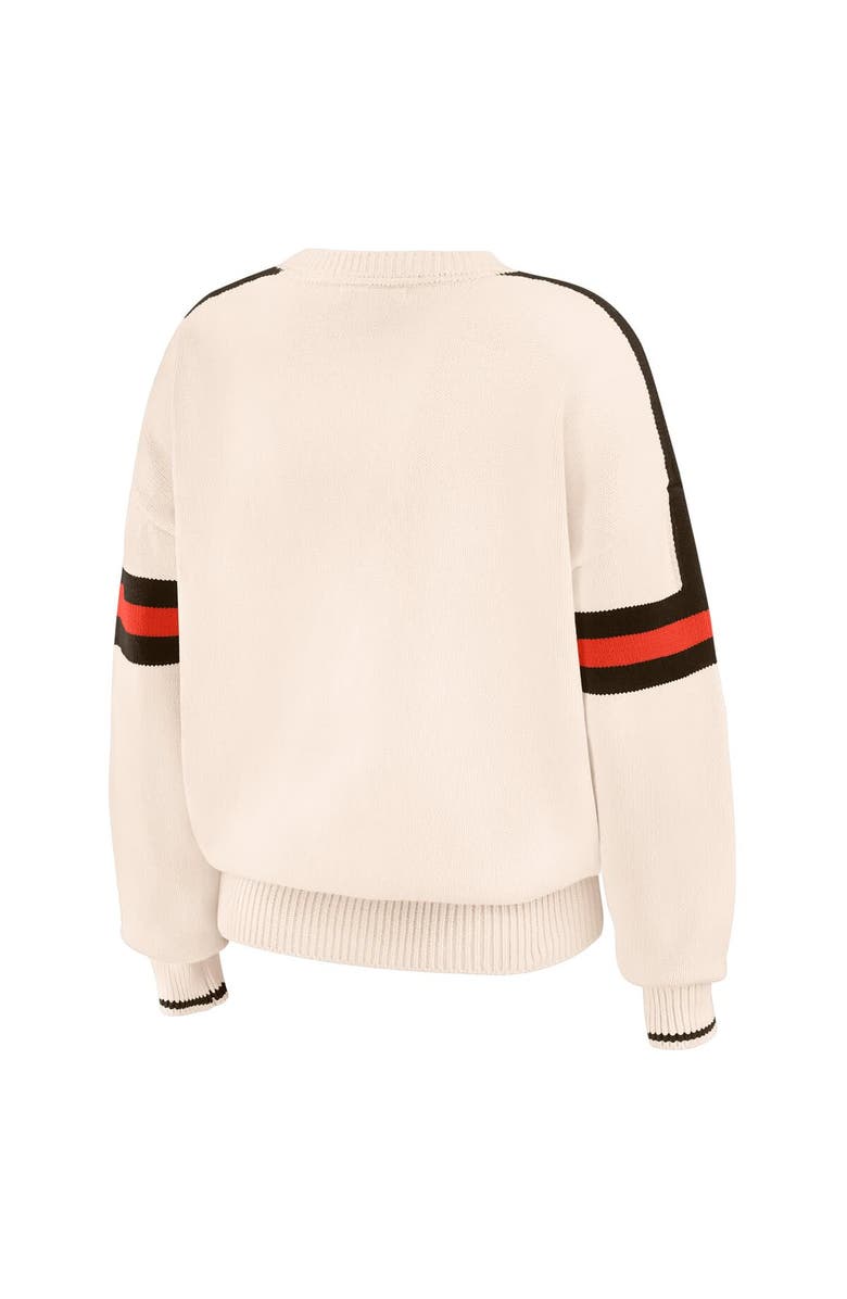 WEAR by Erin Andrews Women's WEAR by Erin Andrews  Cream Cleveland Browns Stripe Pullover Sweater, Alternate, color, 