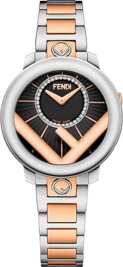 【FENDI】Run Away Diamond Watch 28mm Fendi Run Away Diamond Two-Tone Bracelet Watch, 28mm