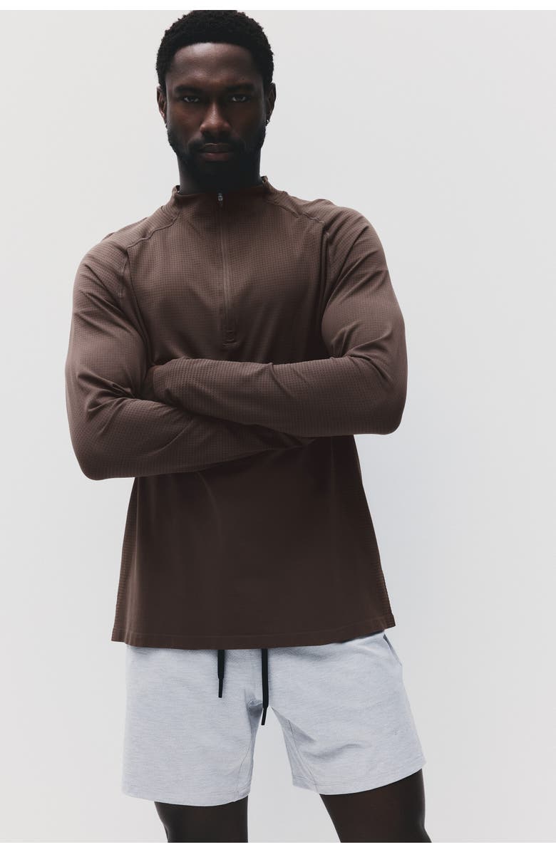 H&M Muscle Fit Zip Top Sports Top With Drymove, Alternate, color, Brown