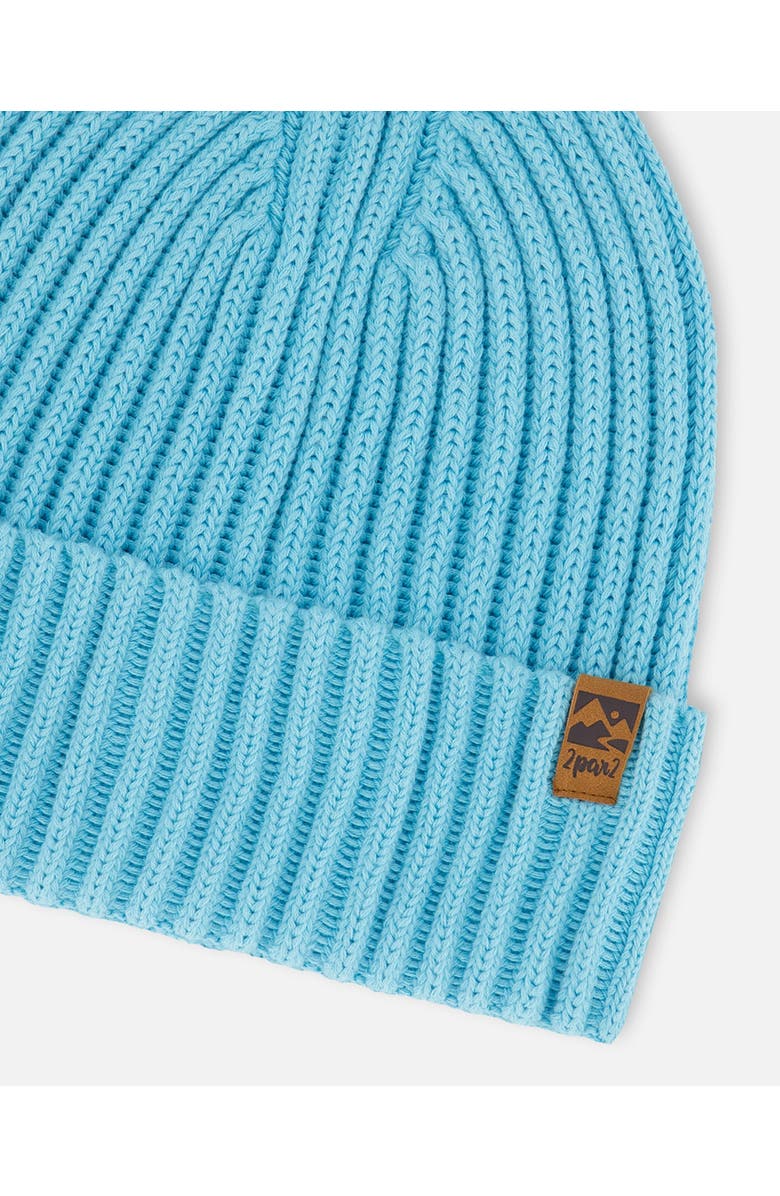 Deux par Deux Girl's Cuffed Knit Hat Light Blue, Alternate, color, 