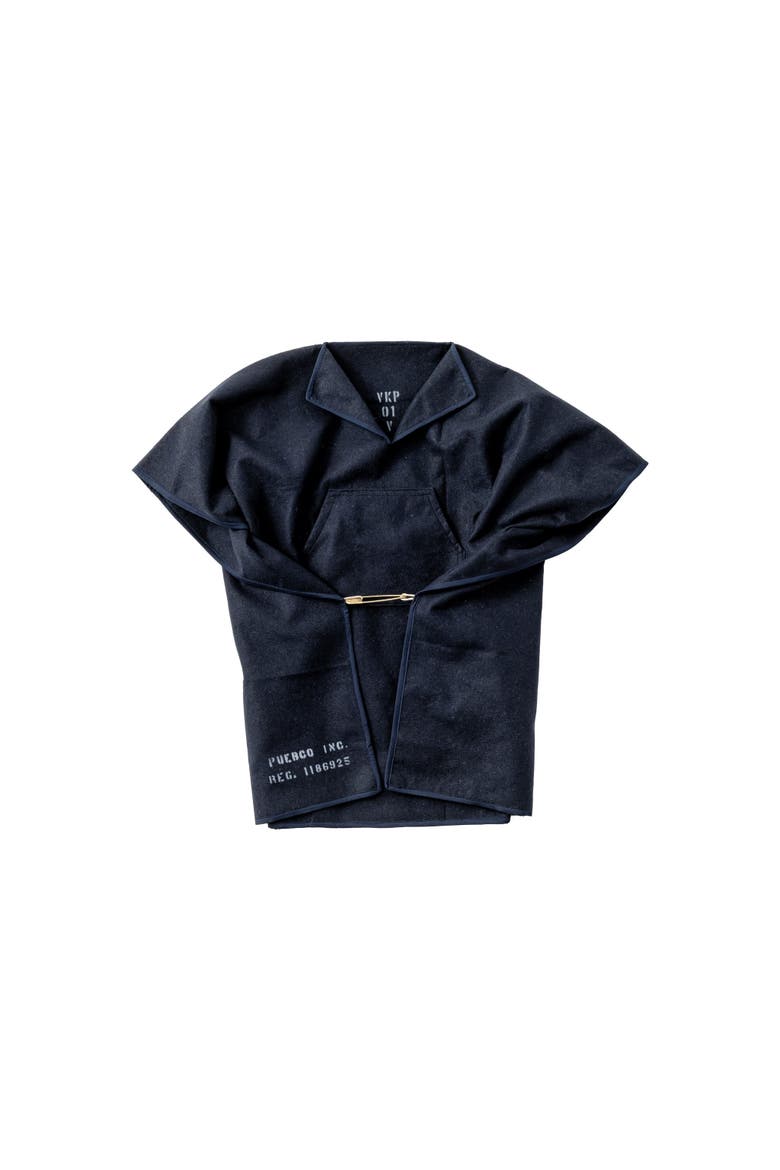 Felted Blanket Poncho, Main, color, Navy Blue