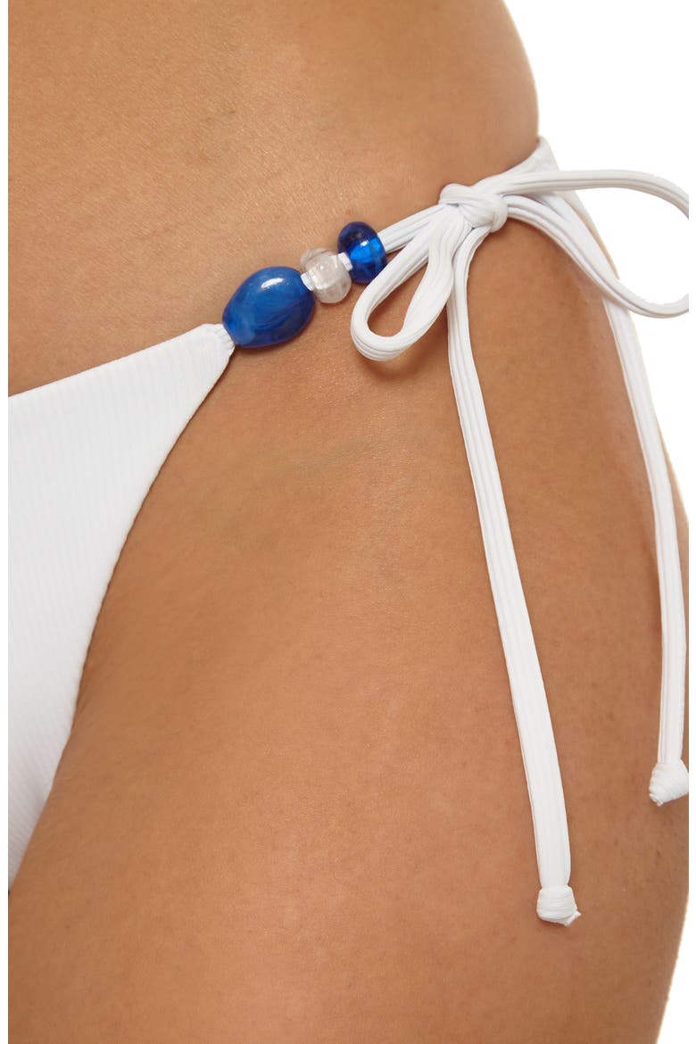Modern Edge Beaded Side Tie Bikini Bottoms, Alternate, color, WHITE