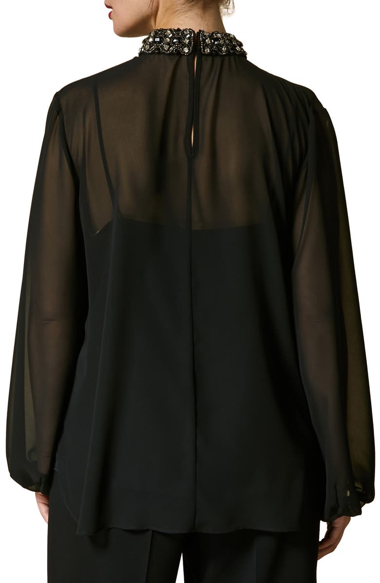 Marina Rinaldi Bambola Embellished Mock Neck Blouse, Alternate, color,
