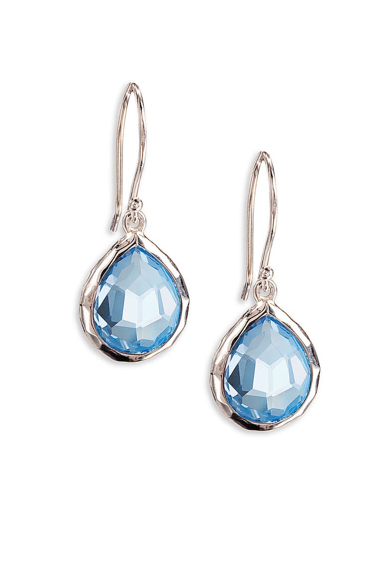 'Rock Candy - Teeny Teardrop' Rosé Earrings, Main, color, SILVER