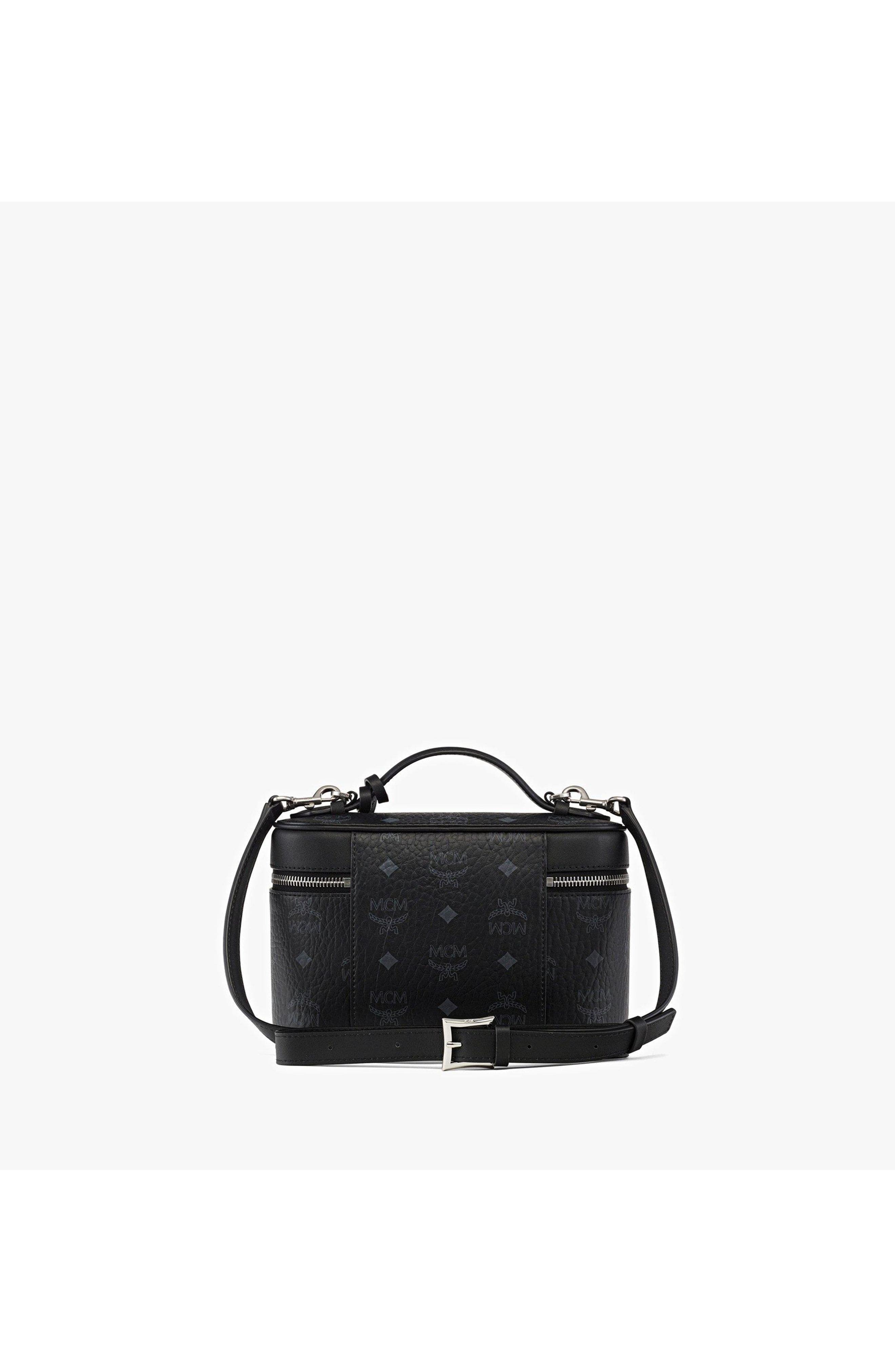 MCM Aren Vanity Case in Visetos Leather Mix, Alternate, color, Black