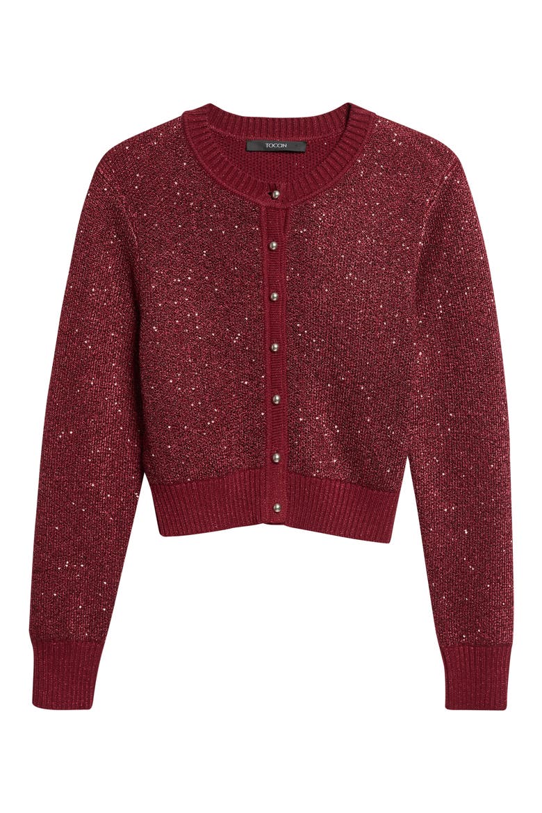 Mollie Sequin Cardigan, Alternate, color, OXBLOOD