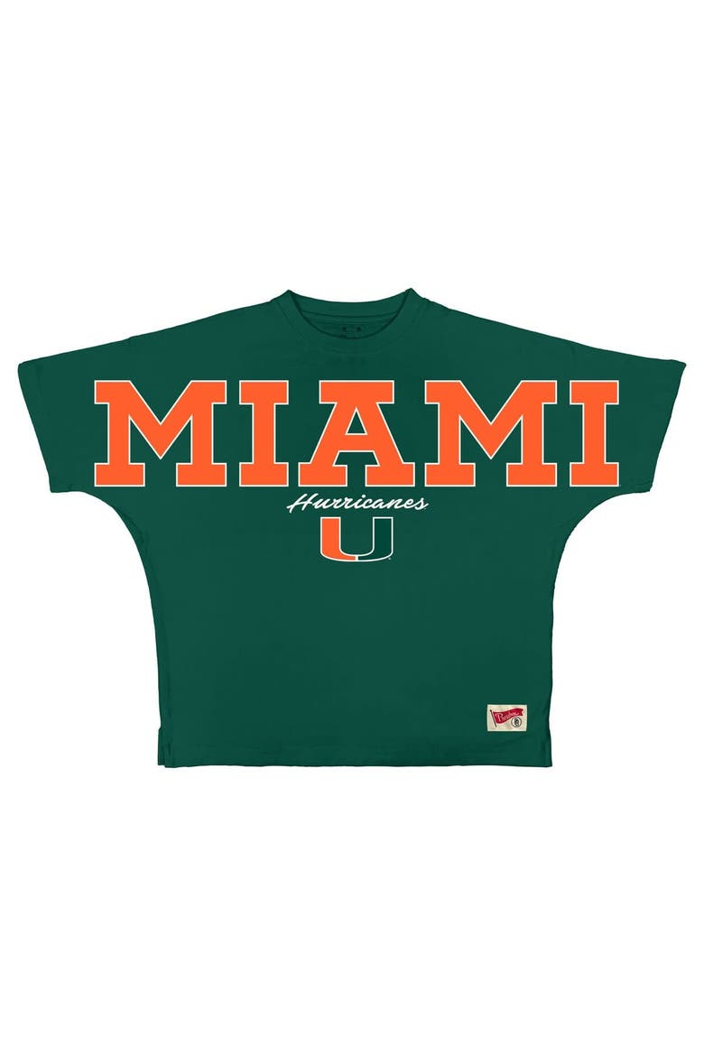 Women's Pressbox  Green Miami Hurricanes Flannigan Oversized T-Shirt, Main, color, Green