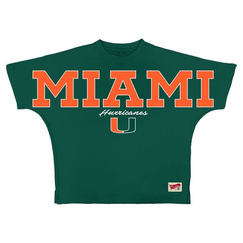 Women's Pressbox  Green Miami Hurricanes Flannigan Oversized T-Shirt