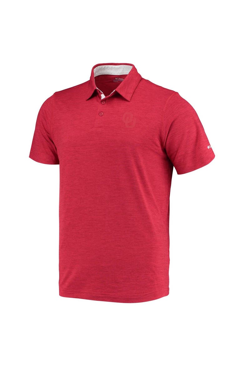 Men's Columbia Crimson Oklahoma Sooners Tech Trail Omni-Shade Polo, Alternate, color, Crimson