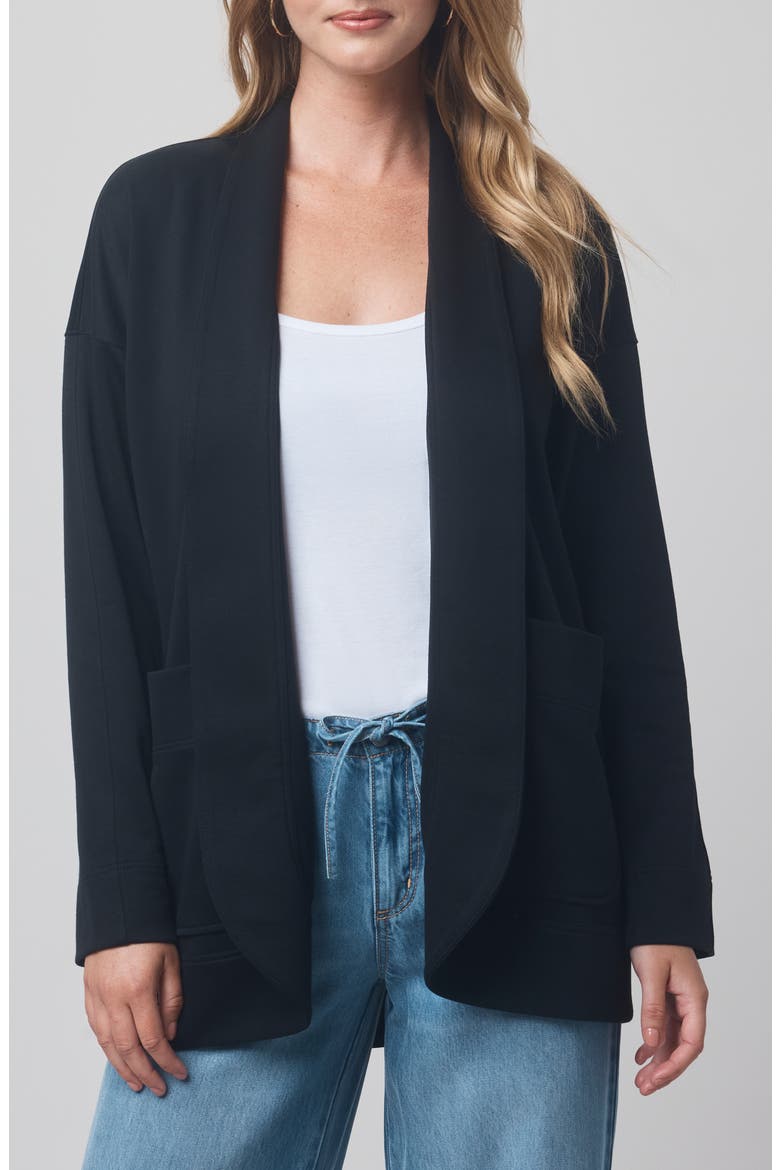 x @cellajaneblog Interlock Open Front Cardigan, Main, color, BLACK