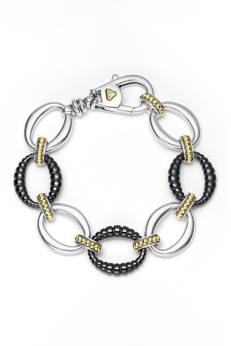 Two-Tone Black Ceramic Link Bracelet, Main, color, TWO TONE