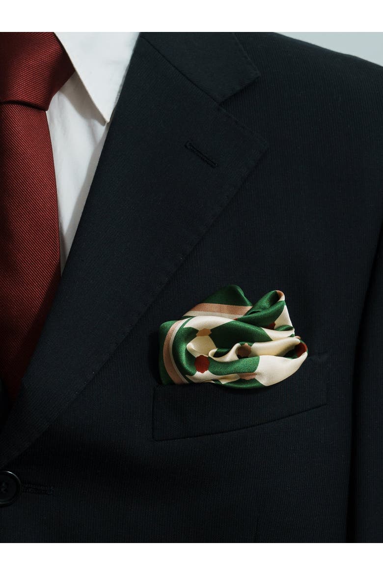 Checkerboard Pocket Square, Alternate, color, Green
