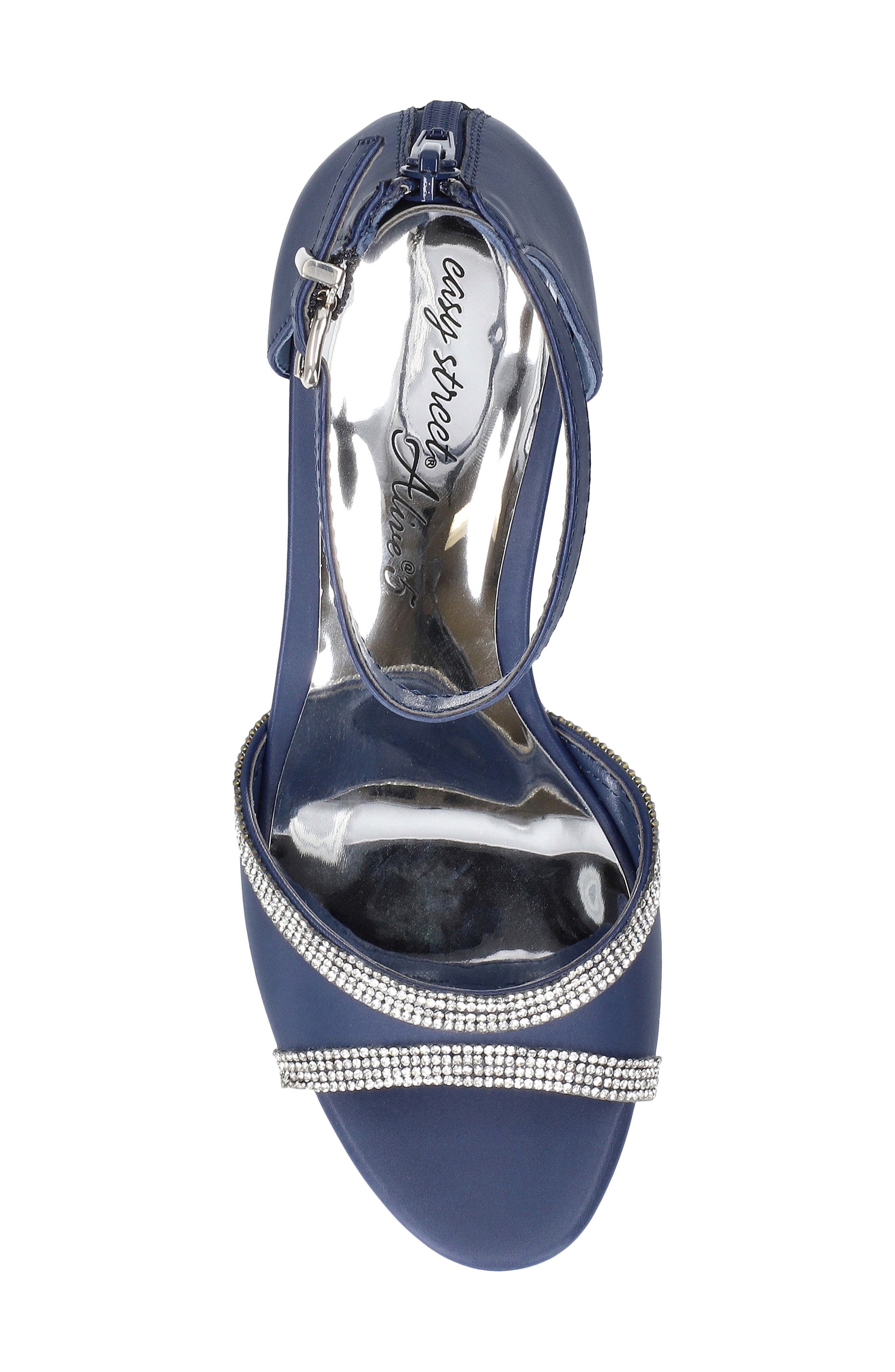 Davina Ankle Strap Sandal, Alternate, color, NAVY SATIN