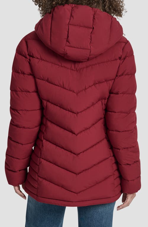 Dkny Cire Packable Hooded Puffer Jacket In Burgundy